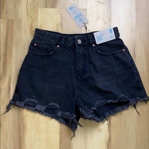 high waisted black jean shorts